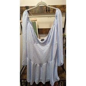 NWOT ASOS curve Blue Houndstooth Long Sleeve Dress size US 26
